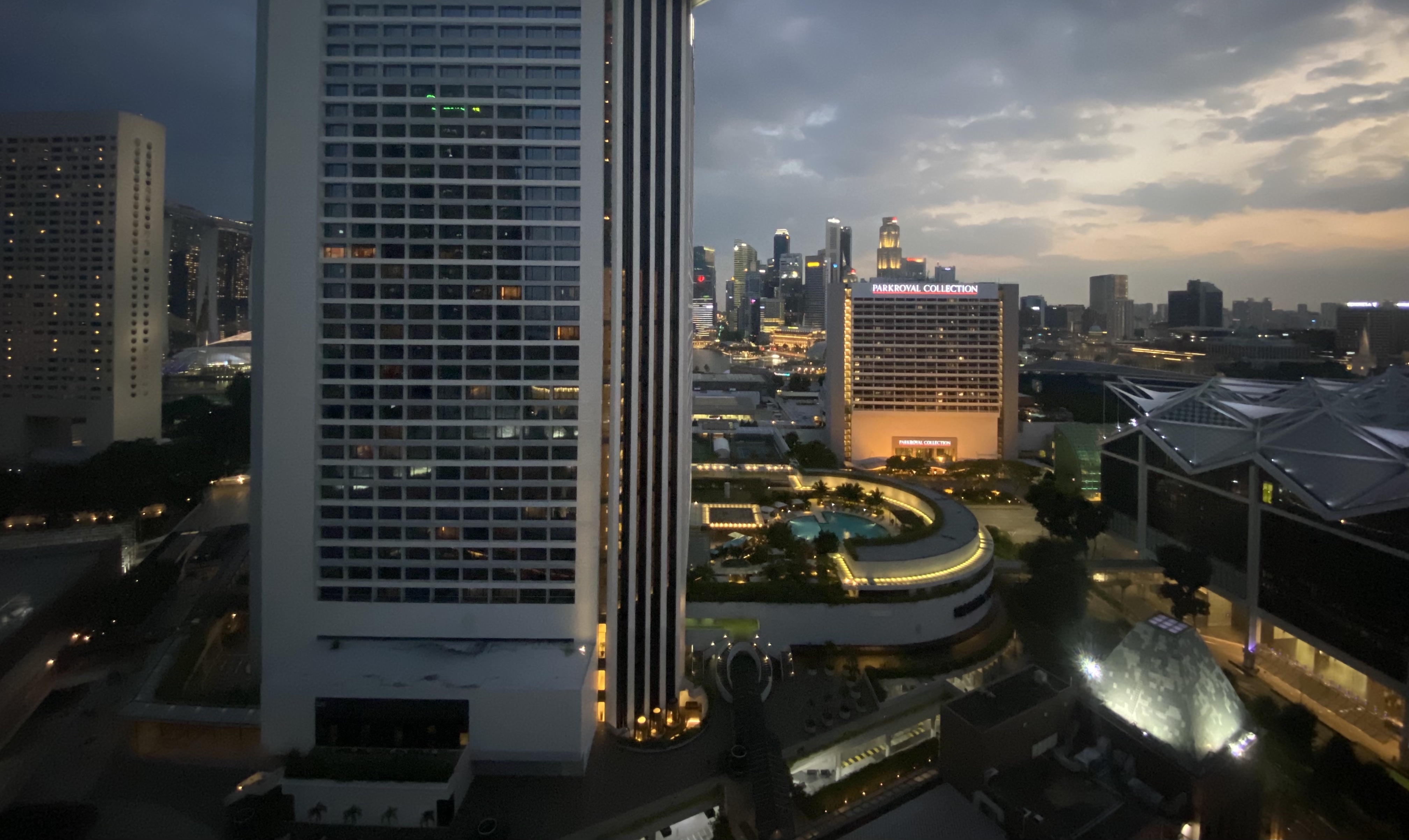 A view from a hotel foom (with Merlion in the distance)